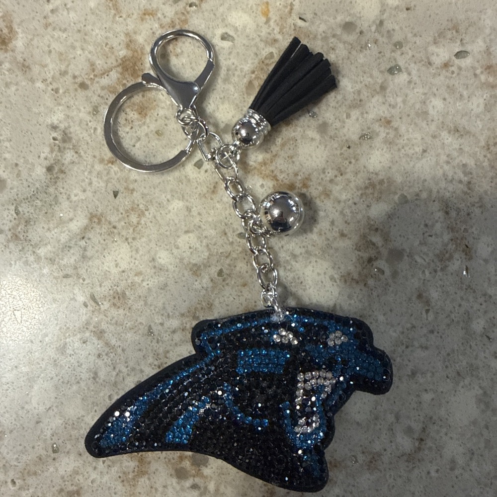 Carolina Panthers NFL Soft Keychain Key Chain Souvenir |‎ Black, Blue & Gray